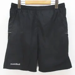 モンベル Montbell 1105718 クロスランナー ミドルショーツ ライト S 黒系 ブラック ウエストゴム ロゴ プリント スリットのサムネイル