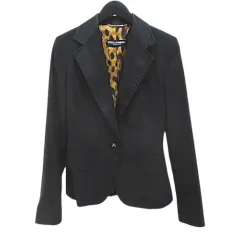 ドルチェ&ガッバーナ ドルガバ DOLCE&GABBANA ストライプ柄 セットアップ パンツスーツ 38 黒系 ブラック 切替 レオパード 裏地 イタリア製のサムネイル