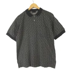 イン&ヤン YIN & YANG ヴィンテージ 80s 90s ポロシャツ 総柄 コットン 半袖 L 黒 ブラック ベージュ 美品のサムネイル
