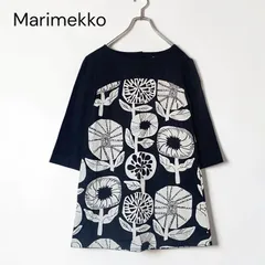 Marimekko マリメッコ Ella 花柄 七分袖 チュニック カットソー ブラックのサムネイル