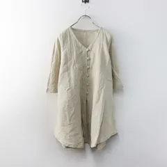 うさと USAATO 手織り 天然草木染 生成り ノーカラー フレア チュニック ｜生成り トップス ブラウス【2400015074344】のサムネイル