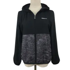 アディダスネオ adidas neo ジャケット ウインドブレーカー ジャンパー フード ジップアップ スポーツウェア 刺繍 プリント ロゴ 長袖 S 黒 グレー ブラックのサムネイル