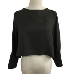 ギャバジンケーティー Gabardine K.T ブラウス プルオーバー ラウンドネック 無地 ショート プリーツ 長袖 9 茶 ブラウンのサムネイル