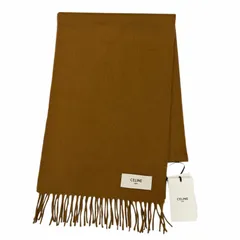 未使用品☆CELINE セリーヌ AA0FP2K77 カシミヤ100％ ロゴ フリンジ付 ショール ストール マフラー ブラウン 30×180cm 正規品 箱付きのサムネイル