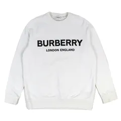 【ドンドン見直し】美品△BURBERRY バーバリー 8011443 コットン100% ティッシ期 ロゴプリント スウェット トレーナー ホワイト M 正規品のサムネイル