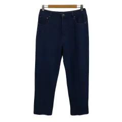 シューラルー SHOO・LA・RUE パンツ デニム ジーンズ テーパード ロング カットオフ L 紺 ネイビーのサムネイル