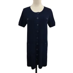 タルボット TALBOTS PETITES チュニック ニット Iライン ミニ 無地 半袖 P 紺 ネイビーのサムネイル