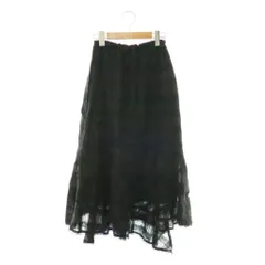 レストローズ L'EST ROSE フレアスカート イレギュラーヘム ロング チェック リネン混 M チャコール /HS ■MAのサムネイル