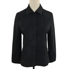 ソニア ソニアリキエル SONIA SONIA RYKIEL ジャケット シングル スタンダード 比翼仕立て スエード調 無地 長袖 38 黒 ブラックのサムネイル