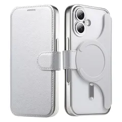 【新品】 【磁石2in1分離式】 スマホケース 対応 iPhone16 Plus ケース 手帳型 背面 クリア 透明 カード収納 マグネット開閉式 メッキ加工 レンズカバー付き RFID盗難防止 高級なPUレザー+TPU アイフォン16 プラス 用 クリアカバのサムネイル