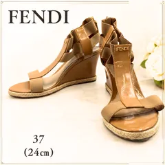 Fendi フェンディ エナメル ウェッジソール サンダル ベージュ 37のサムネイル
