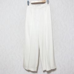 美品 24AW DES PRES デプレ サテンジョーゼット タックワイドパンツ 22-04-44-04302 サイズ34 アイボリー レディース 古着 中古 USED