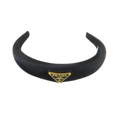 PRADA プラダ ベロア カチューシャ トライアングルロゴ ブラック