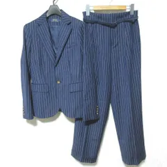 美品 POLO RALPH LAUREN ポロラルフローレン ストライプ ジャケット スラックス セットアップ スーツ サイズ0 ネイビー レディース 古着 中古 USEDのサムネイル