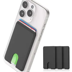 【新品】 [Senose] カードケース 手帳型 カードポケット カード入れ 収納 SUICA PASMO 定期入れ 最大5枚収納可能 カードホルダー iPhoneカードケース 持ち歩き便利 ios/Android 全機種対応 三つ（ブラック）のサムネイル