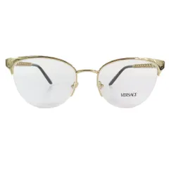 未使用 VERSACE ヴェルサーチ 眼鏡 1297-1002 グレカ アイウェア サングラス ハーフリム メタルフレーム 53□18 140 ゴールド ブラック レディース 古着 中古 USEDのサムネイル