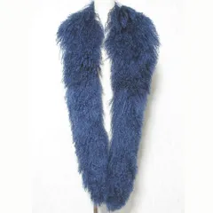 美品 PRADA プラダ シープファー マフラー ティペット 毛皮 ネイビー レディース 古着 中古 USEDのサムネイル