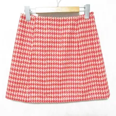 美品 PRADA プラダ 千鳥格子 ウール ミニスカート サイズ38 レッド レディース 古着 中古 USEDのサムネイル