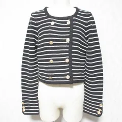 美品 26SS SNIDEL スナイデル クロシェライクニットジャケット ボーダー カーディガン SWNT261198 サイズF ブラック ホワイト レディース 古着 中古 USEDのサムネイル