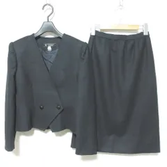 良品 GIVENCHY HI FORMAL ジバンシィ ハイフォーマル ウール ノーカラージャケット スカート セットアップ サイズ8 ブラック レディース 古着 中古 USEDのサムネイル