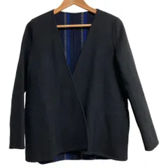 良品 VIVIENNE TAM ヴィヴィアンタム ウール リバーシブル ノーカラーコート サイズ0 ブラック ネイビー レディース 古着 中古 USEDのサムネイル
