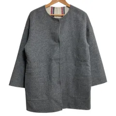 美品 VIVIENNE TAM ヴィヴィアンタム ウール リバーシブル ノーカラーコート サイズ0 グレー アイボリー レディース 古着 中古 USEDのサムネイル