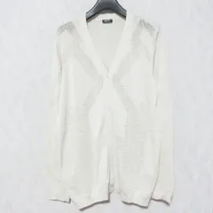 良品 JIL SANDER NAVY ジルサンダーネイビー シルクコットン Vネック ニット カーディガン サイズL ベージュ レディース 古着 中古 USEDのサムネイル