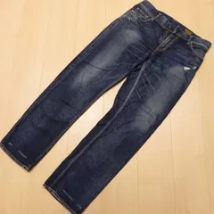 ^585★ ロデオクラウンズ RODEO CROWNS ダメージ加工 ユーズド加工 インディゴ デニム ジーンズ 31 古着 ★のサムネイル