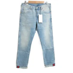 未使用 GUCCI グッチ ミケーレ期 ウェブライン ボタンフライ デニムパンツ 430368 33サイズ インディゴ メンズ 古着 中古 USEDのサムネイル