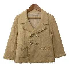 良品 FOXEY フォクシー ツイード ダブルブレストジャケット 29768 サイズ38 ライトイエロー レディース 古着 中古 USEDのサムネイル