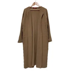 良品 Max Mara STUDIO マックスマーラステュディオ サイドケーブル編み ロング ニットカーディガン ベージュ レディース 古着 中古 USEDのサムネイル