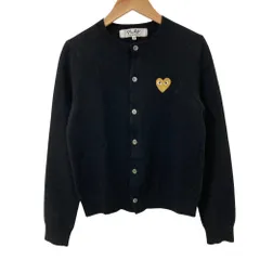良品 PLAY COMME des GARCONS プレイコムデギャルソン ハートワッペン クルーネック ニットカーディガン サイズM ブラック レディース 古着 中古 USEDのサムネイル