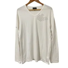 EMPORIO ARMANI エンポリオアルマーニ ラインストーンロゴ ロングスリーブ カットソー ロンT 大きいサイズ XXL ホワイト メンズ 古着 中古 USEDのサムネイル
