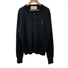 美品 Ami Paris アミパリス ハートロゴ刺繍 ハイゲージニットカーディガン FKC2111-KN0025 サイズL ブラック メンズ レディース 古着 中古 USEDのサムネイル