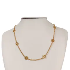 新品同様 TORY BURCH トリーバーチ ミラー サークルロゴ ダブルT チェーンネックレス アクセサリー ゴールドカラー レディース 古着 中古 USEDのサムネイル