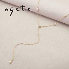美品♡アガットK10 ターコイズネックレスチャーム Y字 - メルカリ