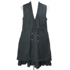 ディーゼルブラックゴールド DIESEL BLACK GOLD ミリタリーワンピース ひざ丈 ノースリーブ レイヤード 40 M相当 黒 ブラック /Xのサムネイル