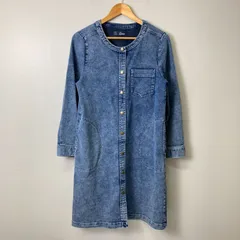ロゴスデイズ LOGOS DAYS デニムノーカラーコート シャツワンピース【M】ブルー／青のサムネイル
