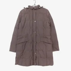 DAKS ダックス コート ハウスチェック柄裏地 アウター ダウンコート ハイネック ジップアップ 中綿 フーディー ブラウン 38【M】 レディース 【中古】のサムネイル