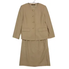 DAKS ダックス セットアップ 2ピース スーツ 金ボタン ジャケット スカート ウール100％ スリット ベージュ 15ABR【XL】 レディース 【中古】のサムネイル