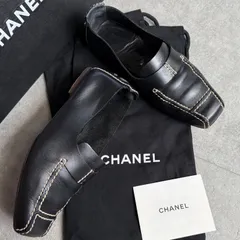 CHANEL シャネル ココマーク ローファー レザー ブラック ステッチ 34 レディースシューズ 21cmのサムネイル
