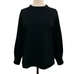 ノーリーズ Nolley's カットソー プルオーバー モックネック ギャザー 無地 ラグランスリーブ 長袖 38 黒 ブラックのサムネイル