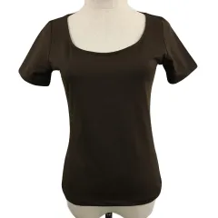 ジェイ&アール J&R カットソー Tシャツ ラウンドネック プルオーバー ストレッチ 無地 半袖 M 茶 ブラウンのサムネイル