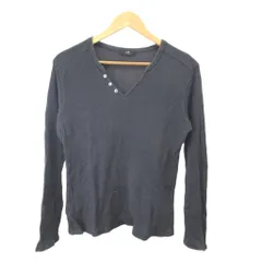 23区 オンワード樫山 HOMME Tシャツ ワッフル生地 トップス 48 ネイビー Vネック 長袖 ボタン付き /AY ■ECA007のサムネイル