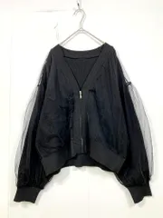 美品 INTERPLANET インタープラネット チュールニットZIP カーディガン sizeF/黒 ◇■ レディースのサムネイル