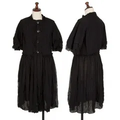 トリコ コムデギャルソンtricot COMME des GARCONS ウール縮絨ジョーゼットレイヤード切替ジャケット風ワンピース 黒Sのサムネイル