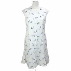 ヴィクトリアベッカム Victoria Beckham 18SS ワンピース ひざ丈 ノースリーブ 裾フレア ピン柄 日本サイズM相当 UK8 US4 F36 I40 ホワイト ブルー /Xのサムネイル