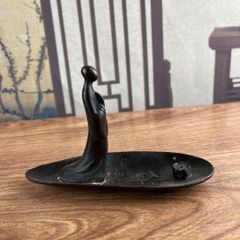 구리 세공 다도구 향도구 한잎의 불배 향삽 현대 공예품 미술품 입상