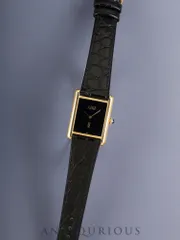カルティエ マストタンク LM 6 手巻き Cal.78-1 SV925 革 純正ピンバックル（GP）オニキス文字盤（SWISS表記）オーバーホール済み 新品仕上げ済みのサムネイル