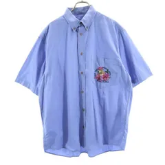 ICEBERG アイスバーグ ディズニー イタリア製 バルー 刺繍 半袖 ボタンダウンシャツ M 青 メンズ 古着のサムネイル